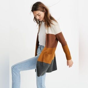 Madewell Kent Striped Cardigan Sweater Women Size Large Wool Alpaca Blend